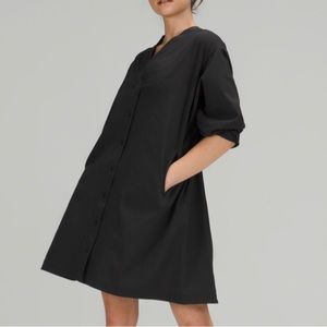WovenAir Button Front Dress Heathered Black sz 8